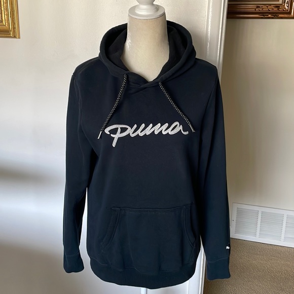 Puma Tops - Puma Hoodie Fleece Sweatshirt With Embroidered Chest Logo.